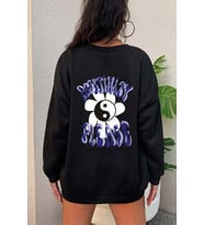 Unisex Uzay Temalı Bisiklet Yaka Sweatshirt (A.Siyah)