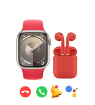 Xiaomi 11 Ultra Uyumlu Watch 9 Series T900 Pro Max Akıllı Saat + Inpods i12 Bluetooth Kulaklık (Kırmızı)
