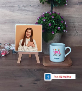 Psikoloji Öğretmeni Fotoğraflı Dekoratif Taş, Ahşap Altlıklı Türk Kahvesi Fincanı Hediye (Model 1)