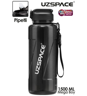 Uzspace FiftyFifty PİPETLİ MEGA BOY 1500ml Tritan Su Matarası