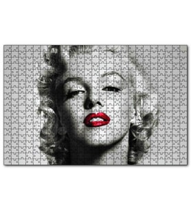 Cakapuzzle Marilyn Monroe Yakın Plan Kırmızı Dudaklar  Puzzle Yapboz MDF (Ahşap) (1000 Parça)