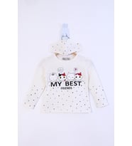 Toontoy Kız Çocuk My Best Friends Baskılı Tişört (Ekru)