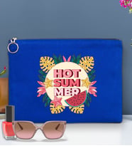 BK Gİft Yaz Temalı-8 Astarlı Portföy Çanta 30x21cm(12 Renk Seçeneği), Baskılı El Çantası, Organizer Çanta (Mavi)