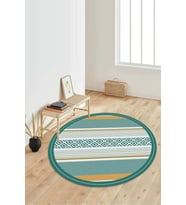 Dijital Baskılı Kaymaz Taban Yıkanabilir Yuvarlak Salon Halısı Koridor Halısı Paspas NDY-HT-1391 (Yeşil)