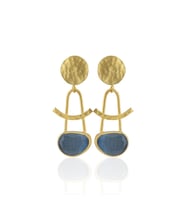 Kadir Jewellery 22 Ayar Altın Kaplama Vintage Küpe -El İşçiliği Ve Hipoalerjenik Küpe (Gece Mavisi)