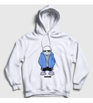 Presmono Unisex Gri Blue Coat Sans Undertale Kapüşonlu Sweatshirt 31854tt (Beyaz)