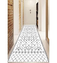 Dijital Baskılı Kaymaz Taban Yıkanabilir Modern Yolluk Ve Koridor Halısı NDU-SD-556 (Beyaz)