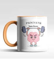 Kişiye Özel Psikiyatr Tasarımlı Siyah Kupa (Beyaz-Turuncu)
