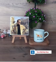 Tarih Öğretmenine Hediye Fotoğraflı Dekoratif Taş, Ahşap Altlıklı Türk Kahvesi Fincanı Hediye Öğretmenler Günü Hediyesi (Model 1)
