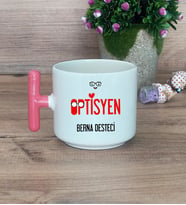 Optisyen Hediye Sepeti Kupa Bardak T Kulplu, Kalemlik ve Ahşap Telefon Standı Tıp Bayramı Hediyesi (Model 4)
