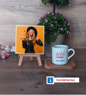 Çocuk Gelişimi Uzmanı Fotoğraflı Dekoratif Taş, Ahşap Altlıklı Türk Kahvesi Fincanı Hediye (Model 1)
