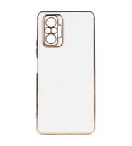 Xiaomi Redmi Note 10 Pro Kılıf Kenarları Gold Kamera Korumalı Renkli Pastel Silikon Mor BARK (Beyaz)
