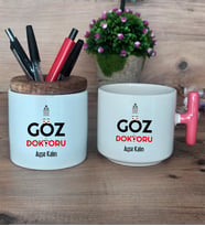 Göz Doktoru Hediye Sepeti Kupa Bardak T Kulplu, Kalemlik Hediyeleri Tıp Bayramı Hediyesi (Model 4)