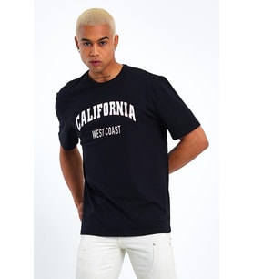 Süperlife Erkek Bisiklet Yaka Slim Fit Californıa  Baskılı  Tişort SPR21Y22 (Siyah)