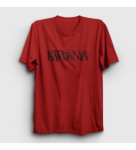 Presmono Unisex Sarı Logo Katatonia T-Shirt 89847tt (Kırmızı)