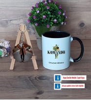 Komando Kupa Bardak Beyaz ve Fotoğraflı Ahşap Anahtarlık Hediye (Model 11)