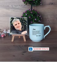 Amcaya Hediye Fotoğraflı Dekoratif Taş, Kupa Bardak Beyaz Hediye (Model 5)