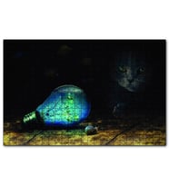 Cakapuzzle Ampul Balıklar Kedi Mavi Salyangoz Puzzle Yapboz MDF (Ahşap) (1000 Parça)