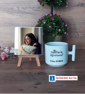 Matematik Öğretmeni Fotoğraflı Dekoratif Taş, Kupa Bardak Beyaz Hediye Matematik Öğretmenine Hediye (Model 12)