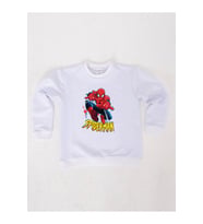 Spiderman baskılı örümcek adam pamuklu kumaş çocuk sweatshirt (Beyaz)