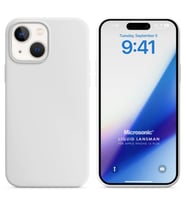 Microsonic Apple iPhone 15 Plus Kılıf Liquid Lansman Silikon Mor (Beyaz)