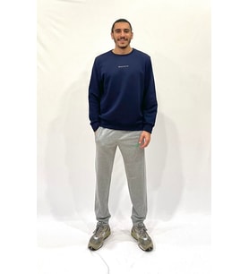 Erkek Bisiklet Yaka Rahat Kalıp 3 iplik Kalın Orta Brooklyn Nakışlı Sweatshirt SPR24SW34 (Lacivert)