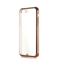 iPhone 8 Plus Kılıf Kamera Korumalı Kenarları Renkli Şeffaf Voit Silikon (Gold)
