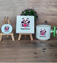 Sevimli Panda Hediye Seti Kupa Bardak T Kulplu, Dekoratif Taş, Anahtarlık Arkadaşa Sevgiliye Hediye (Model 8)