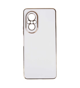 Huawei Nova 9 SE Kılıf Kenarları Gold Kamera Korumalı Renkli Pastel Silikon Açık Yeşil BARK (Beyaz)