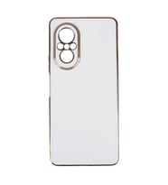 Huawei Nova 9 SE Kılıf Kenarları Gold Kamera Korumalı Renkli Pastel Silikon Açık Yeşil BARK (Beyaz)