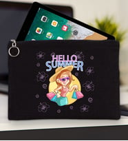 BK Gİft Yaz Temalı-2 Tablet Çantası 30x21cm(12 Renk Seçeneği), Ipad Çantası, Baskılı Tablet Kılıfı (Siyah)