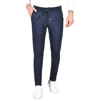 DeepSEA Erkek  Beli Lastikli Slim Fit Likralı Duble Paça Penye Spor Pantolon 2502385 (Lacivert)