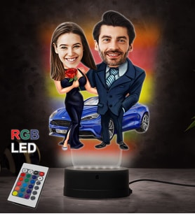 Doğum Günü Hediyesi,Sevgiliye Hediye, Kişiye Özel Fotoğraflı En Tatlı Çift Karikatür 3D Led Lamba (RGB)