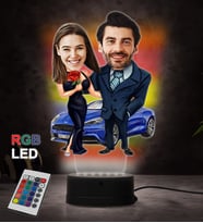 Doğum Günü Hediyesi,Sevgiliye Hediye, Kişiye Özel Fotoğraflı En Tatlı Çift Karikatür 3D Led Lamba (RGB)