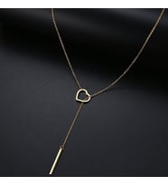 Kişiye Özel 925 Ayar Gümüş İç İçe Kalp Bar Çubuk Kolye (Gold)