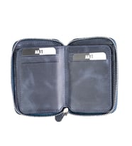 Lotus 1616 Hakiki Deri Unisex Fermuarlı Cüzdan (Lacivert)