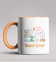Kişiye Özel Matematik Öğretmeni Tasarımlı Siyah Renk Kupa 10 (Turuncu)