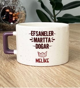 Kişiye Özel Efsaneler Martta Doğar Hediye Lüks Fincan Doğum Günü Hediyesi (Mor)
