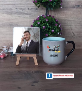 Bankacı Fotoğraflı Dekoratif Taş, Kupa Bardak Beyaz Hediye (Model 10)