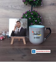 Bankacı Fotoğraflı Dekoratif Taş, Kupa Bardak Beyaz Hediye (Model 10)