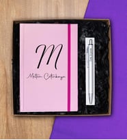 Kişiye Özel Renkli Defter & Kalem Hediye Seti  (Pembe)