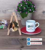 Ortopedi Uzmanı Türk Kahvesi Fincanı Ahşap Altlıklı ve Fotoğraflı Ahşap Anahtarlık Hediye (Model 3)