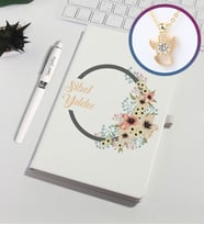 Kişiye Özel Defter Kalem Set 93121 (Kiremit) Kolyeli