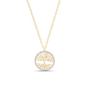 Yaşam Ağacı Zirkon Taşlı 925 Ayar Gümüş Kadın Kolye (Rose)