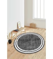 Dijital Baskılı Kaymaz Taban Yıkanabilir Yuvarlak Salon Halısı Koridor Halısı Paspas NDY-HT-574 (Gri)