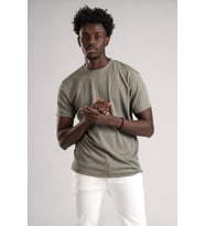 FBI Regular Fit Kendinden Çizgili Likralı Bisiklet Yaka T-shirt (Yeşil)
