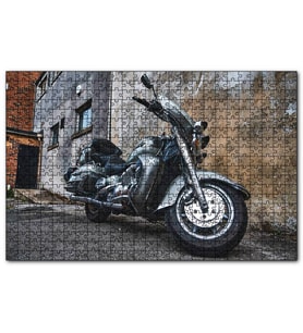 Cakapuzzle Eski Binalar ve Harley Davidson  Puzzle Yapboz MDF (Ahşap) (255 Parça)