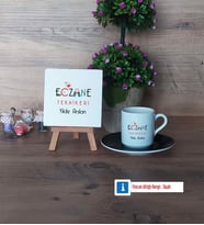 Eczane Teknikeri Dekoratif Taş, Türk Kahvesi Fincanı Kırmızı İsme Özel Hediye (Model 5)
