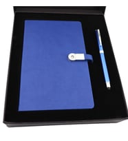 Özel Kutulu 16 gb Usb'li Defter Dokunmatik Roller Kalem Seti  (Lacivert)