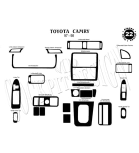 Meriç® Toyota Camry Ön Torpido Kaplama Maun 22 Parça 1997-1999 (Piano Black)